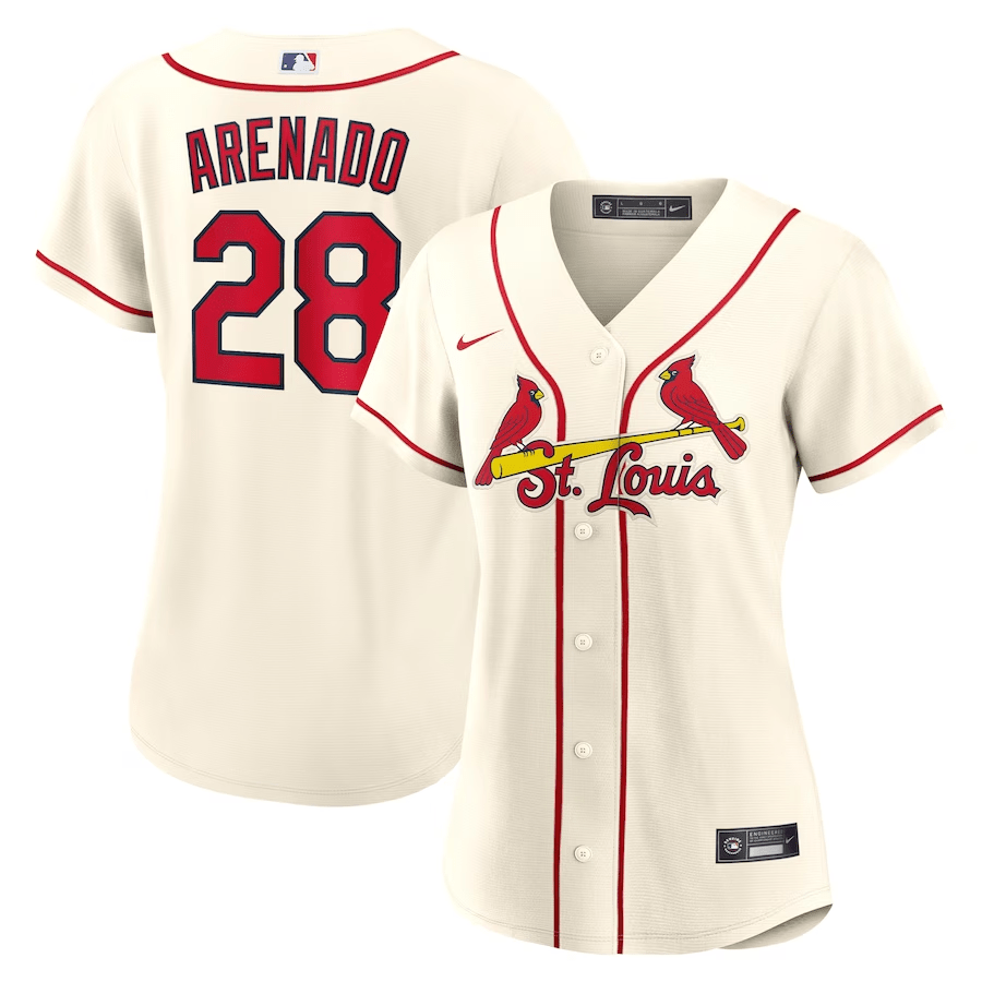 Nolan Arenado 28 St. Louis Cardinals Alternate Cream MLB Jersey Women's