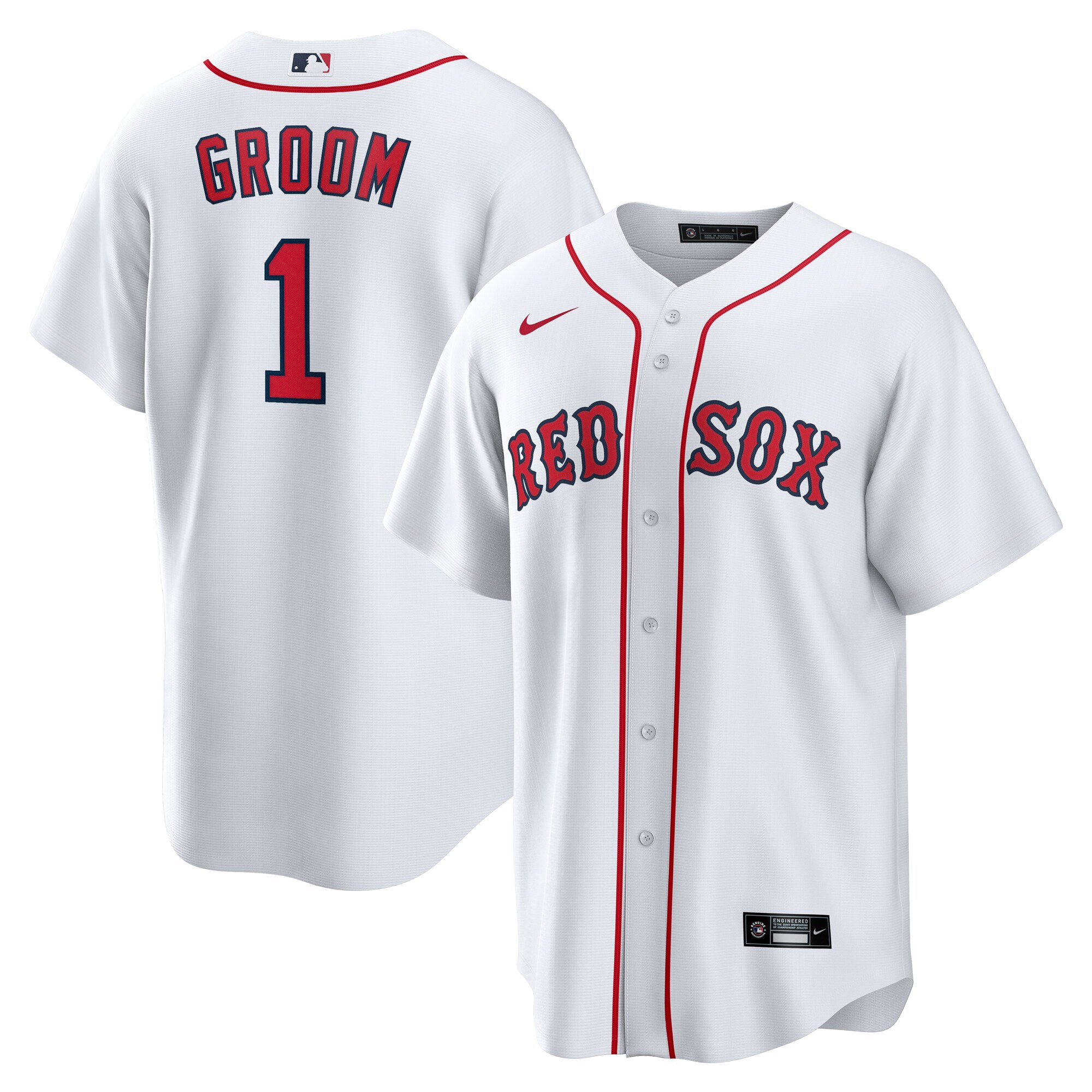 Boston Red Sox White #1 Groom Home MLB Jersey Men's
