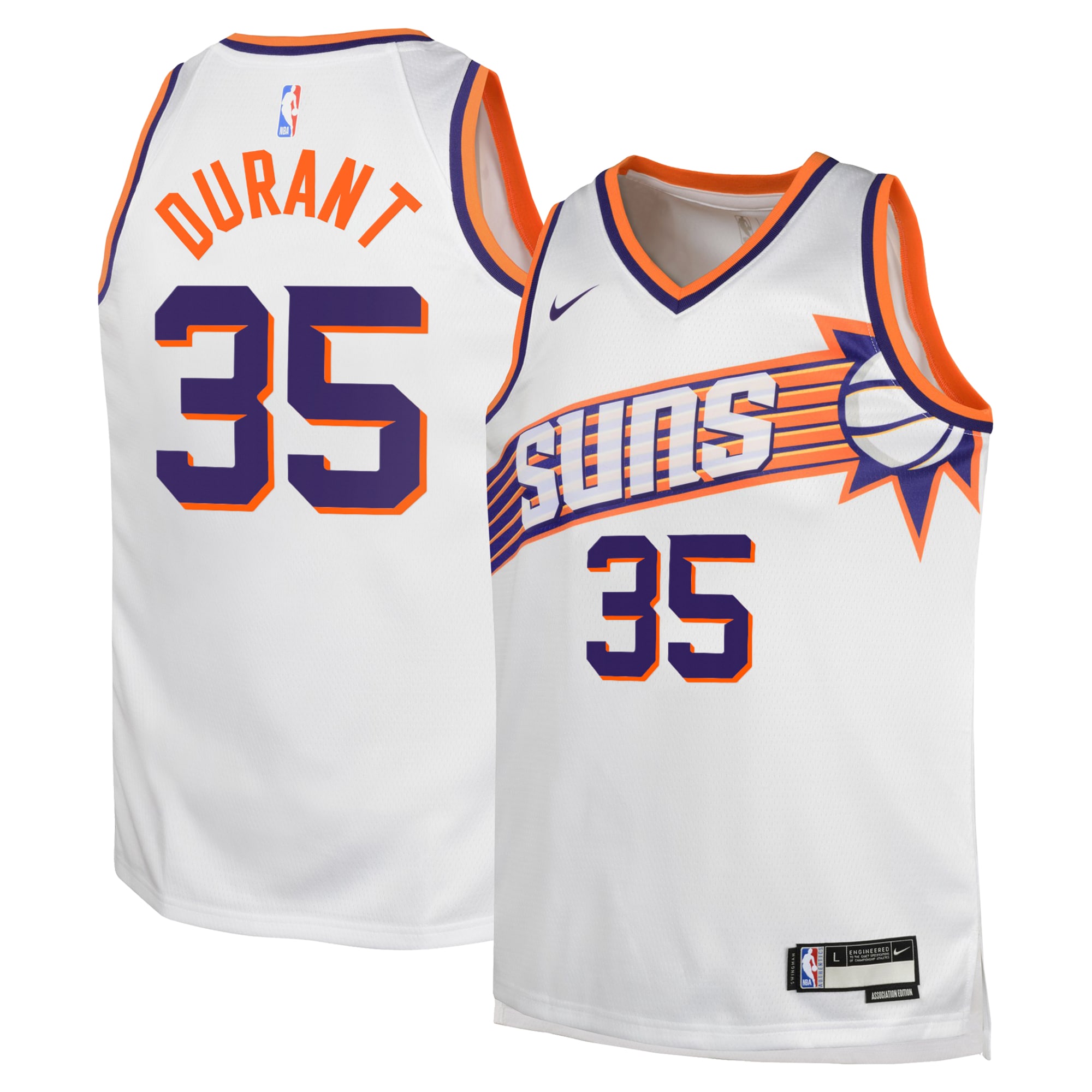 Phoenix Suns Association Edition Swingman White Kevin Duran NBA Jersey Youth