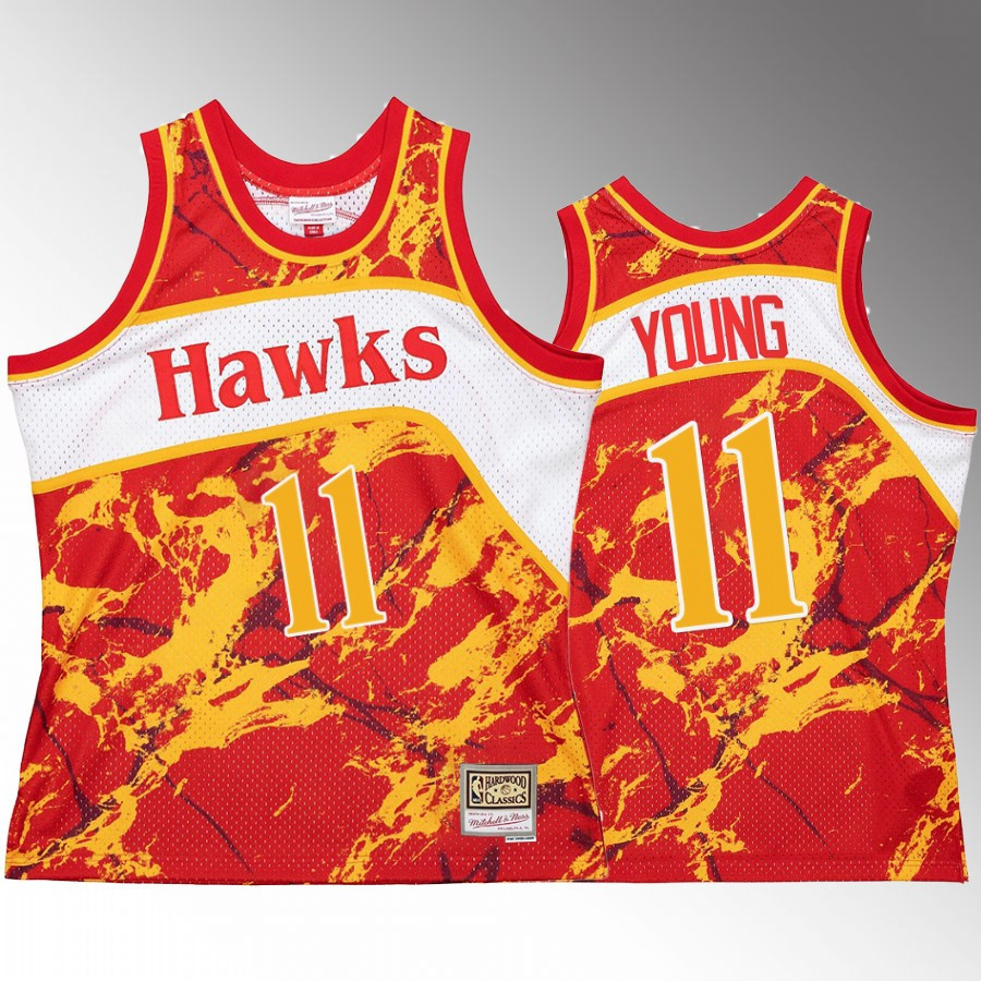 Trae Young 11 Atlanta Hawks Marble Swingman Red Hardwood Classics NBA Jersey Men's