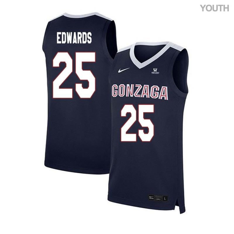 25 Ryan Edwards Navy Elite Gonzaga Bulldogs NCAA Jersey Youth