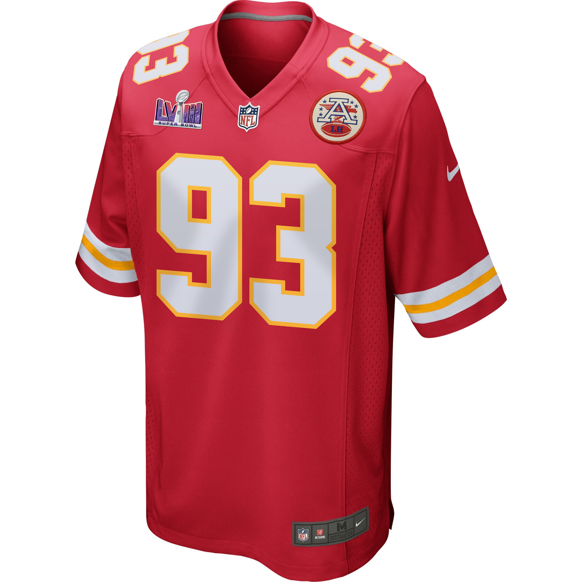 Matt Dickerson 93 Kansas City Chiefs Super Bowl LVIII Patch Game Red NFL Jersey Men's