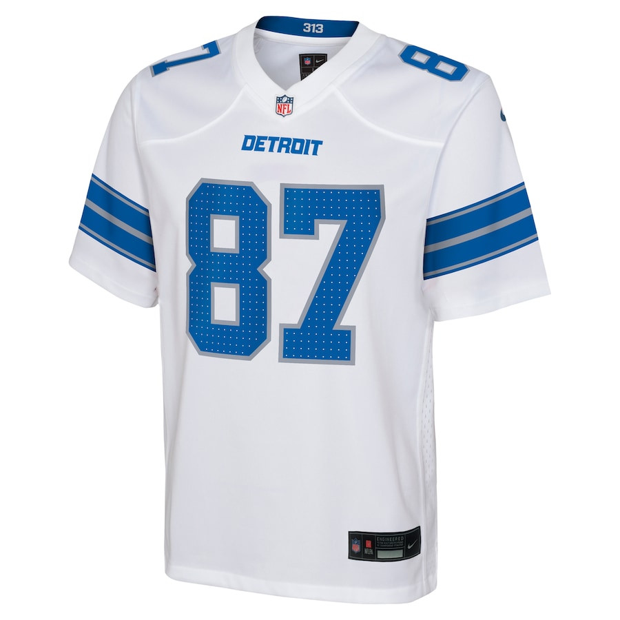 Sam LaPorta 87 Detroit Lions Player Game White NFL Jersey Youth