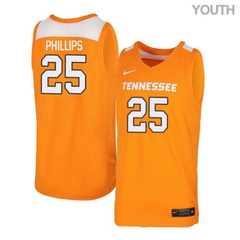 25 Shembari Phillips Orang White Elite Tennessee Volunteers NCAA Jersey Youth