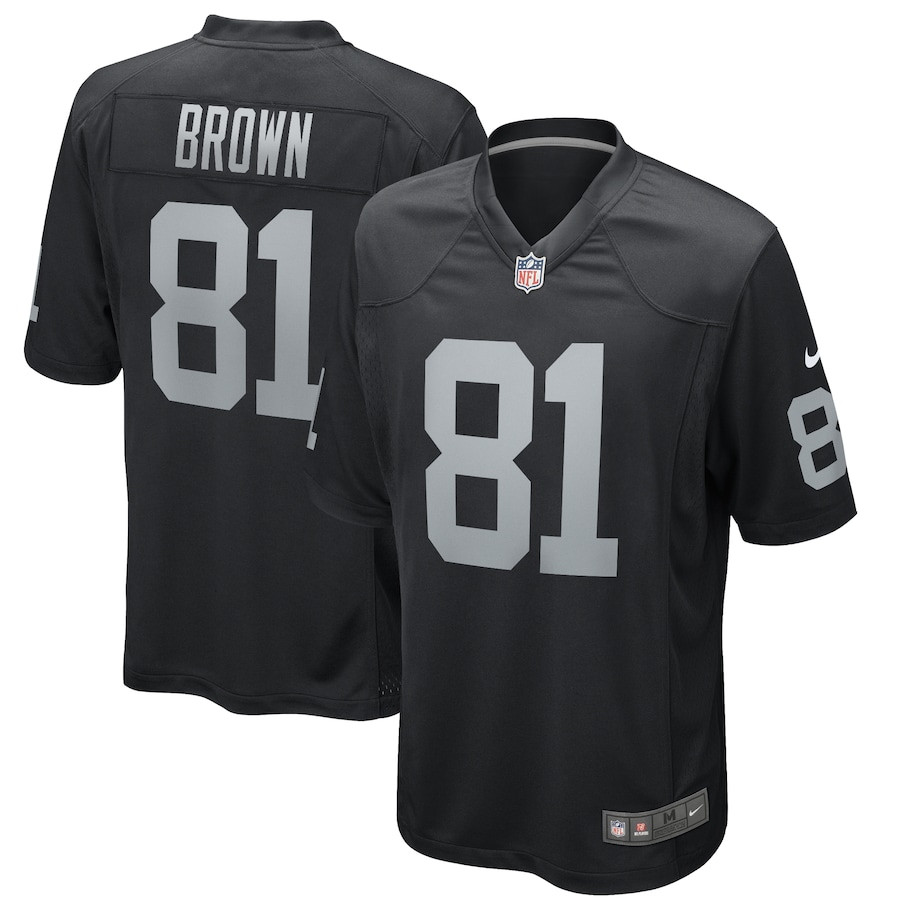 Tim Brown 81 Las Vegas Raiders Game Retired Black NFL Jersey Men's