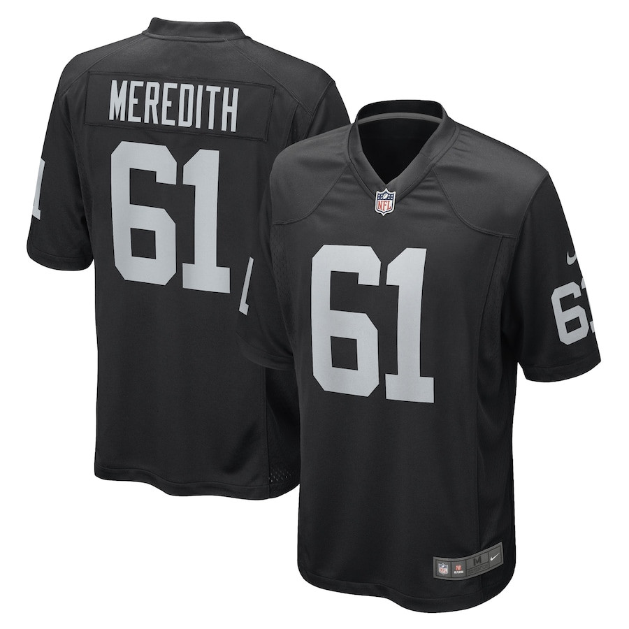 Jordan Meredith 61 Las Vegas Raiders Team Game Black NFL Jersey Men's