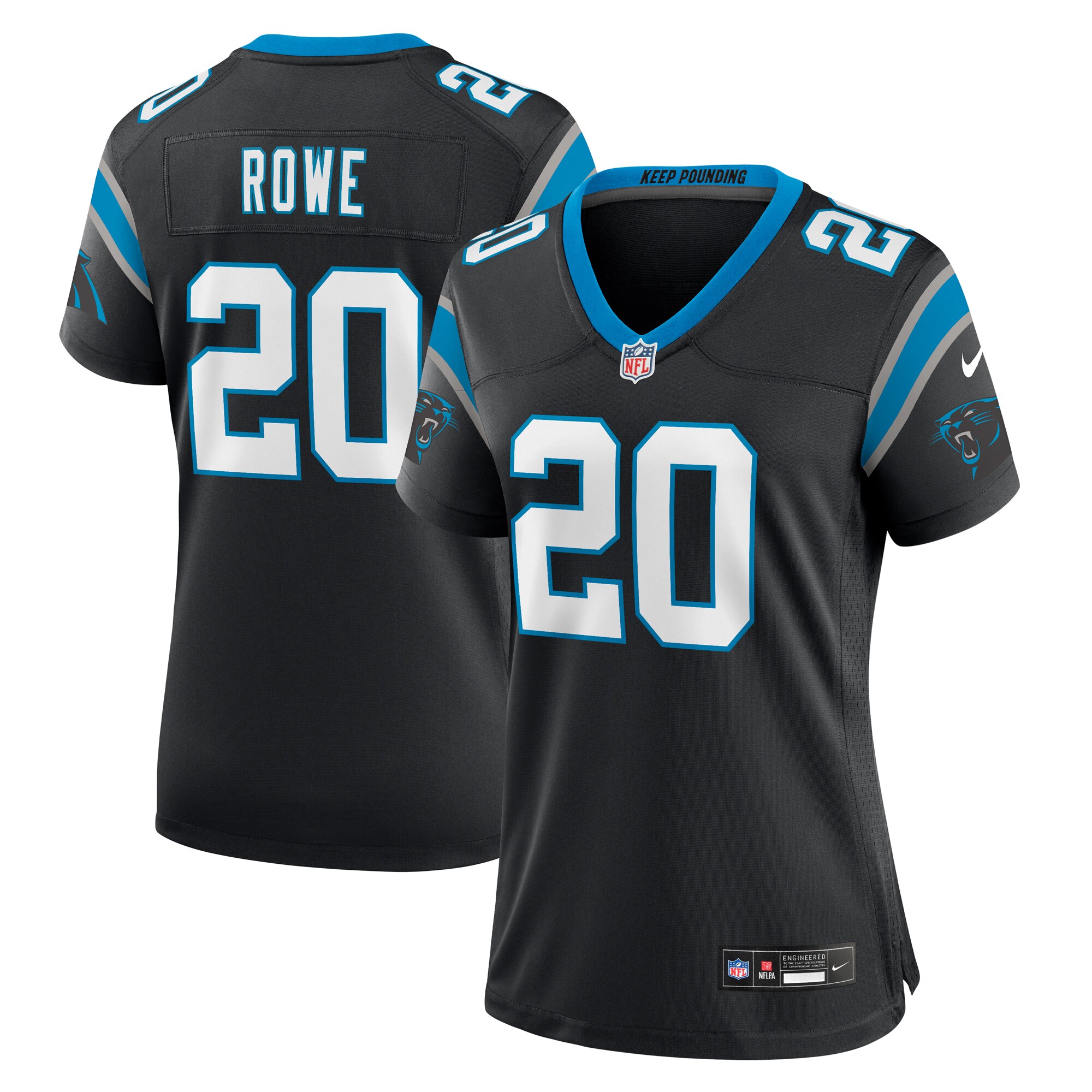 Carolina Panthers Eric Rowe Black Game NFL Jersey Women's