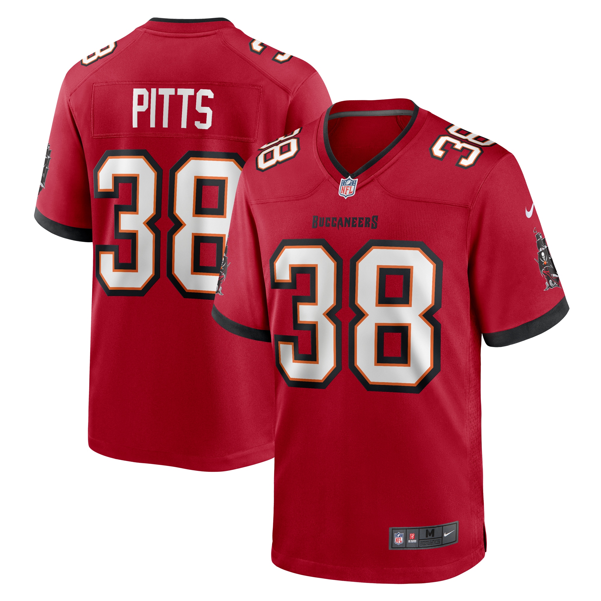 Tampa Bay Buccaneers Derrek Pitts Red Game NFL Jersey Men's