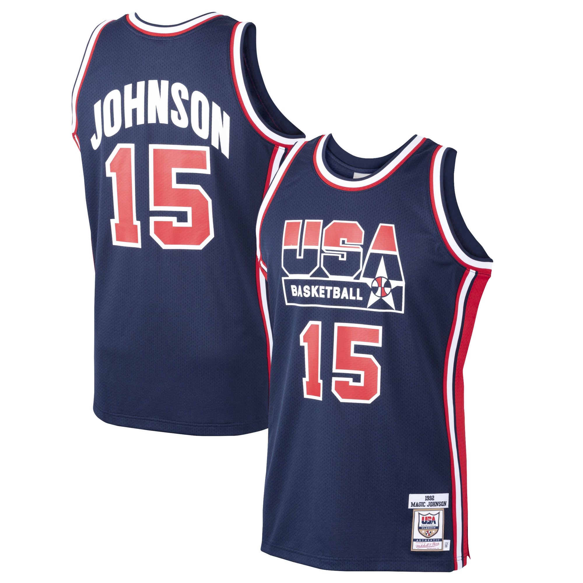 Mitchell Ness Magic Johnson Navy USA Home 1992 Dream Team NBA Jersey Men's