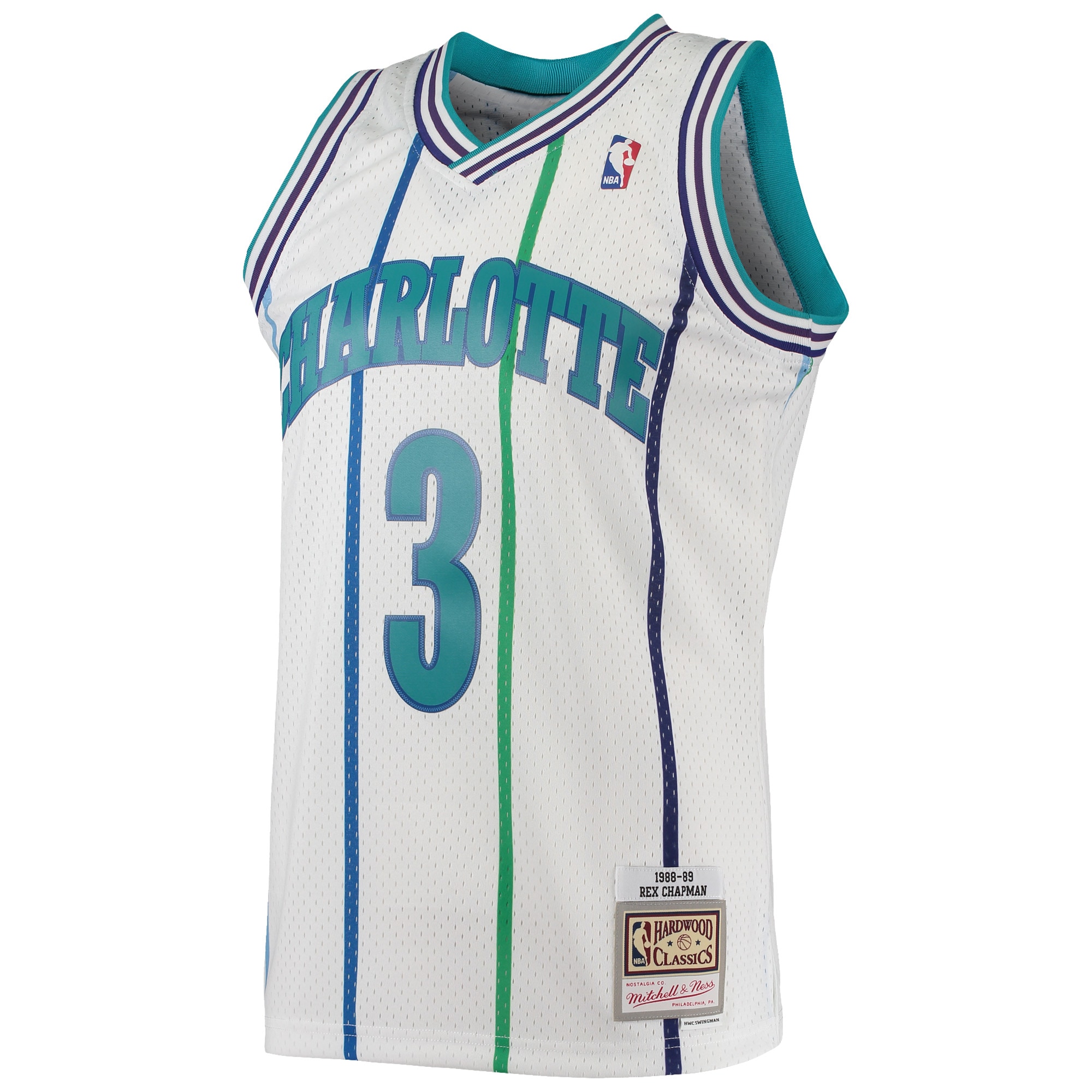 Mitchell Ness Rex Chapma White Charlotte Hornets 1988/89 Hardwood Classics Swingman NBA Jersey Men's