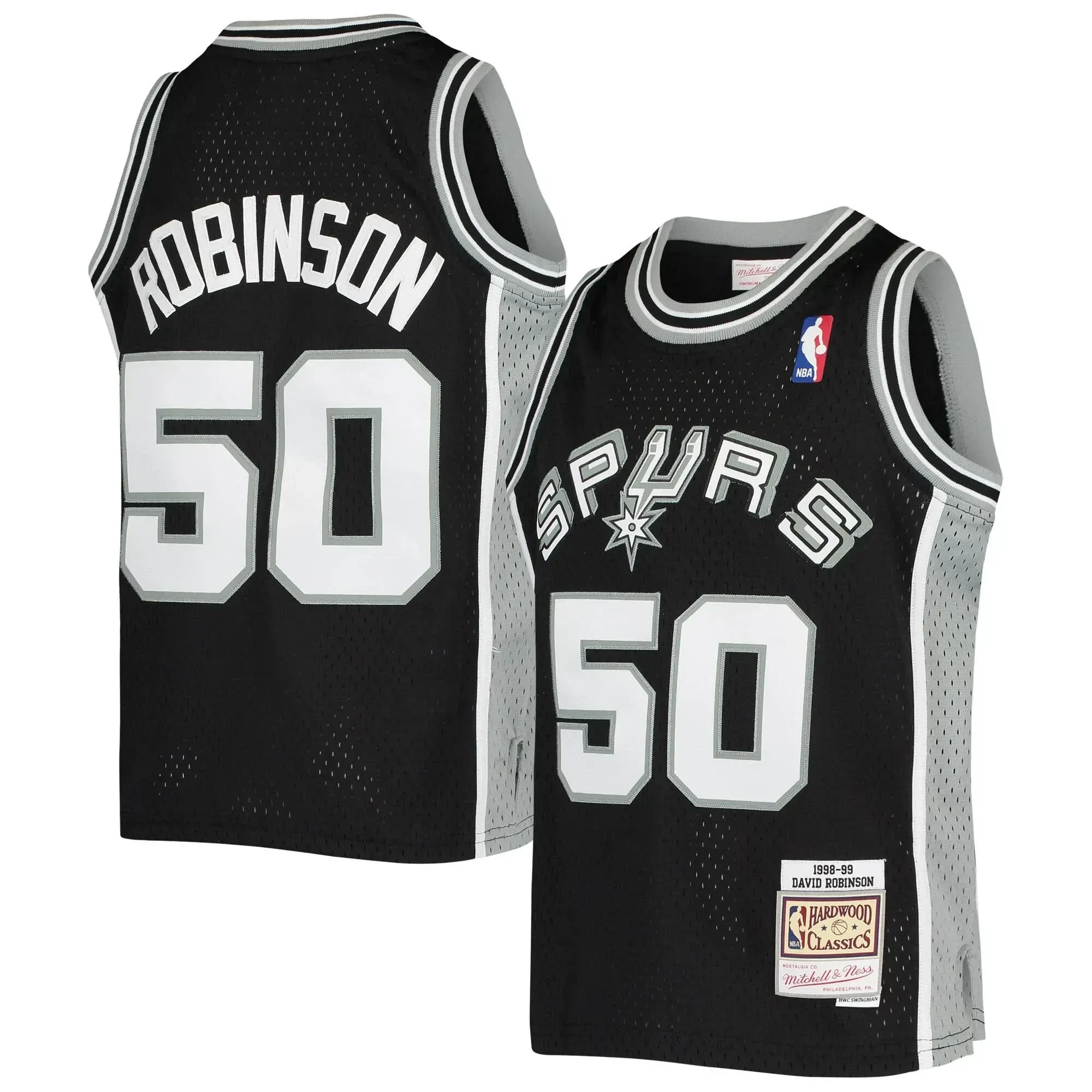 David Robinson San Antonio Spurs Mitchell&Nes 1998-99 Hardwood Classics Swingman Throwback Black NBA Jersey Youth