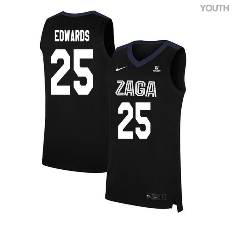 25 Ryan Edwards Black Elite Gonzaga Bulldogs NCAA Jersey Youth
