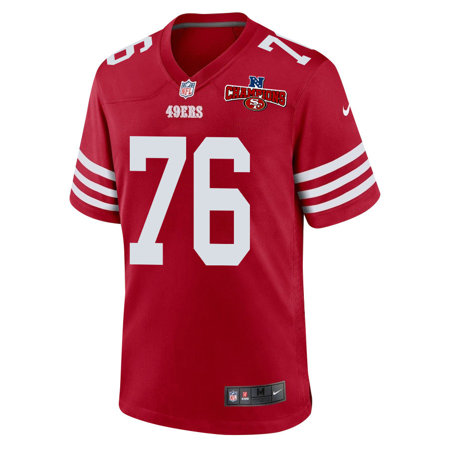 Jaylon Moore 76 San Francisco 49ers NFC Champions Patch Game Scarlet NFL Jersey Men's