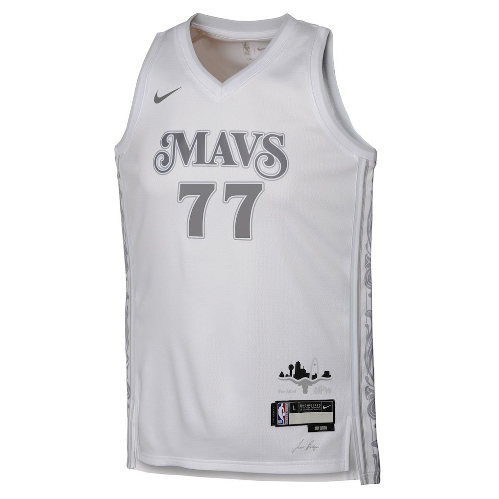 Luka Doncic 77 Dallas Mavericks 2024/25 Swingman Playe City Editio White NBA Jersey Youth