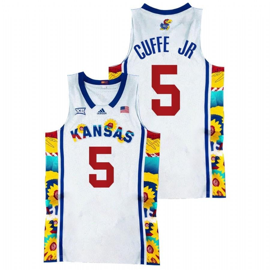 Kansas Jayhawks Kyle Cuffe Jr. 5 202 White Sunflower Showdown NCAA Jersey Men's