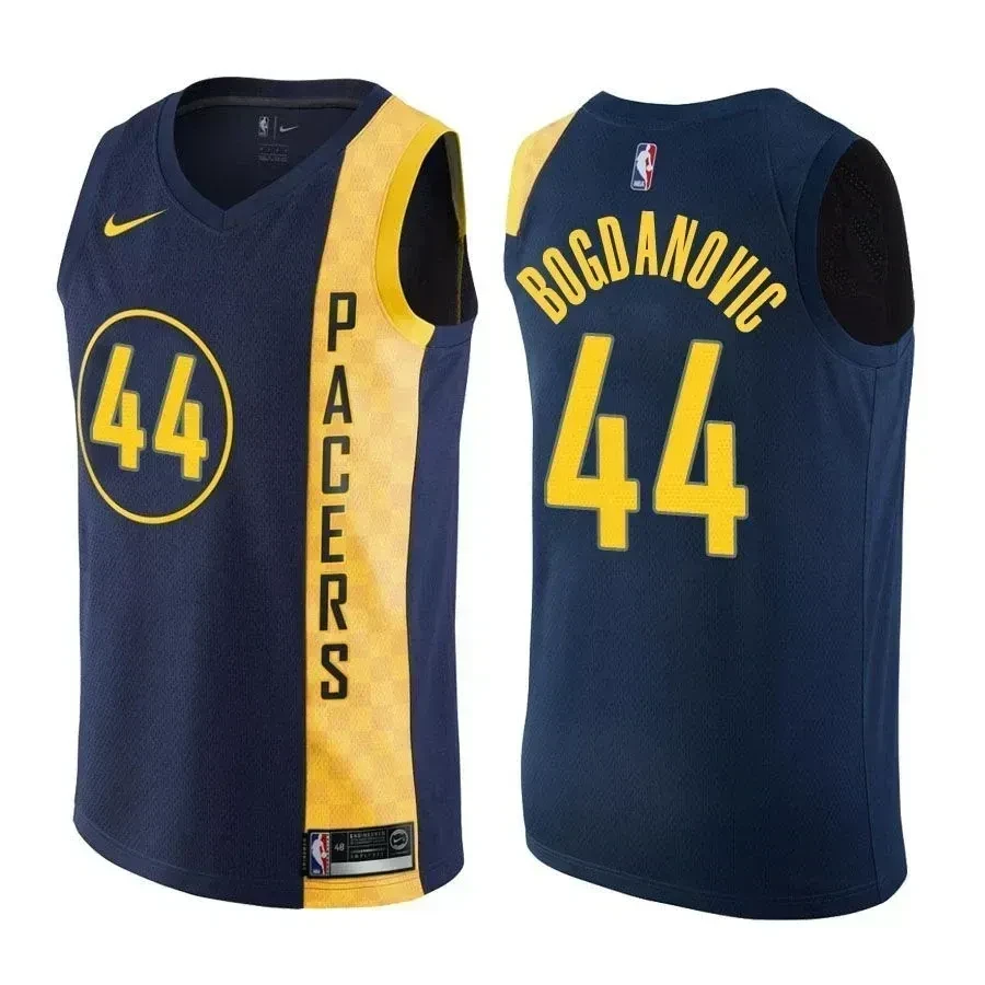 Indiana Pacers Bojan Bogdanovic 44 City Edition Navy NBA Jersey Men's