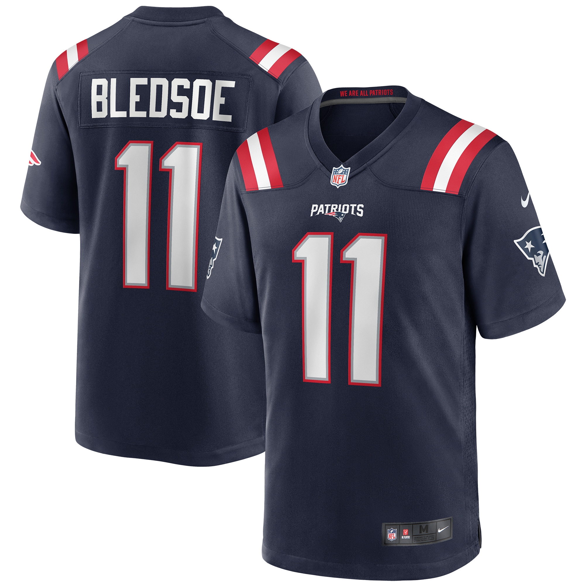 New England Patriots Drew Bledsoe Navy Game Retired Player NFL Jersey Men's