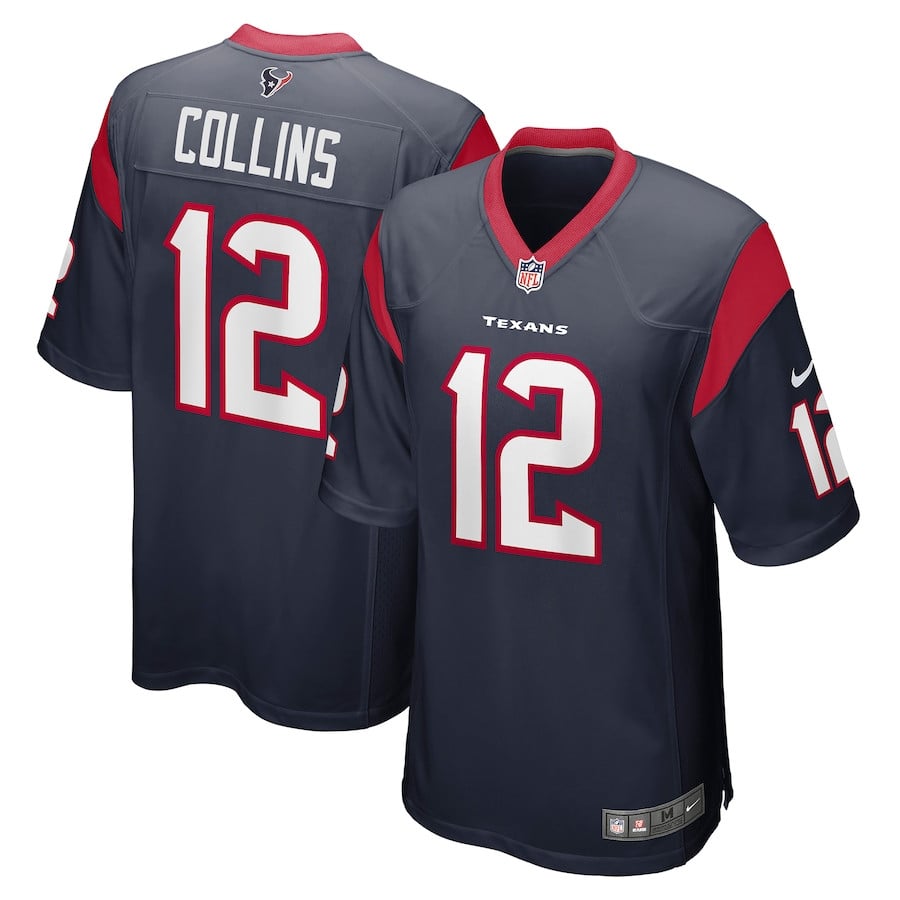 Nico Collins 12 Houston Texans Game Navy NFL Jersey Men's