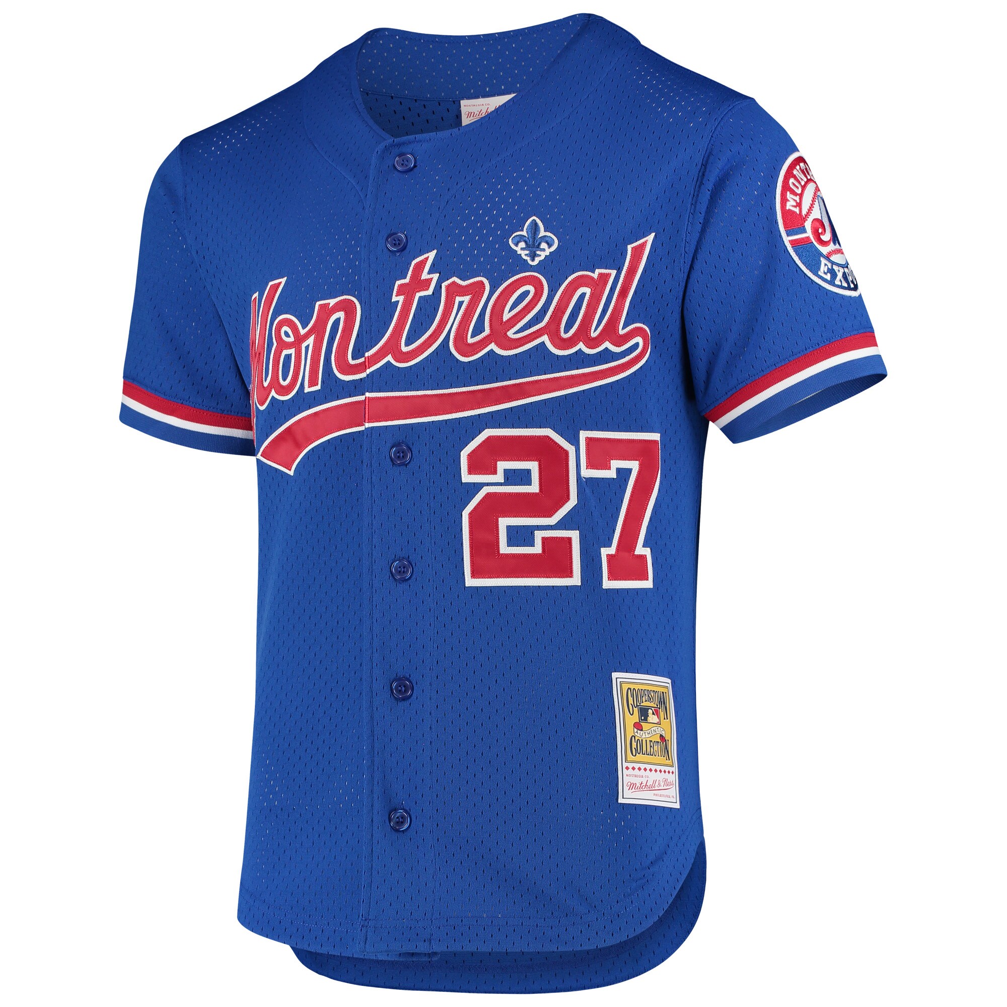 Montreal Expos Vladimir Guerrero Mitchell Ness Blue Cooperstown Collection Mesh Batting Practice Button-Up MLB Jersey Men's