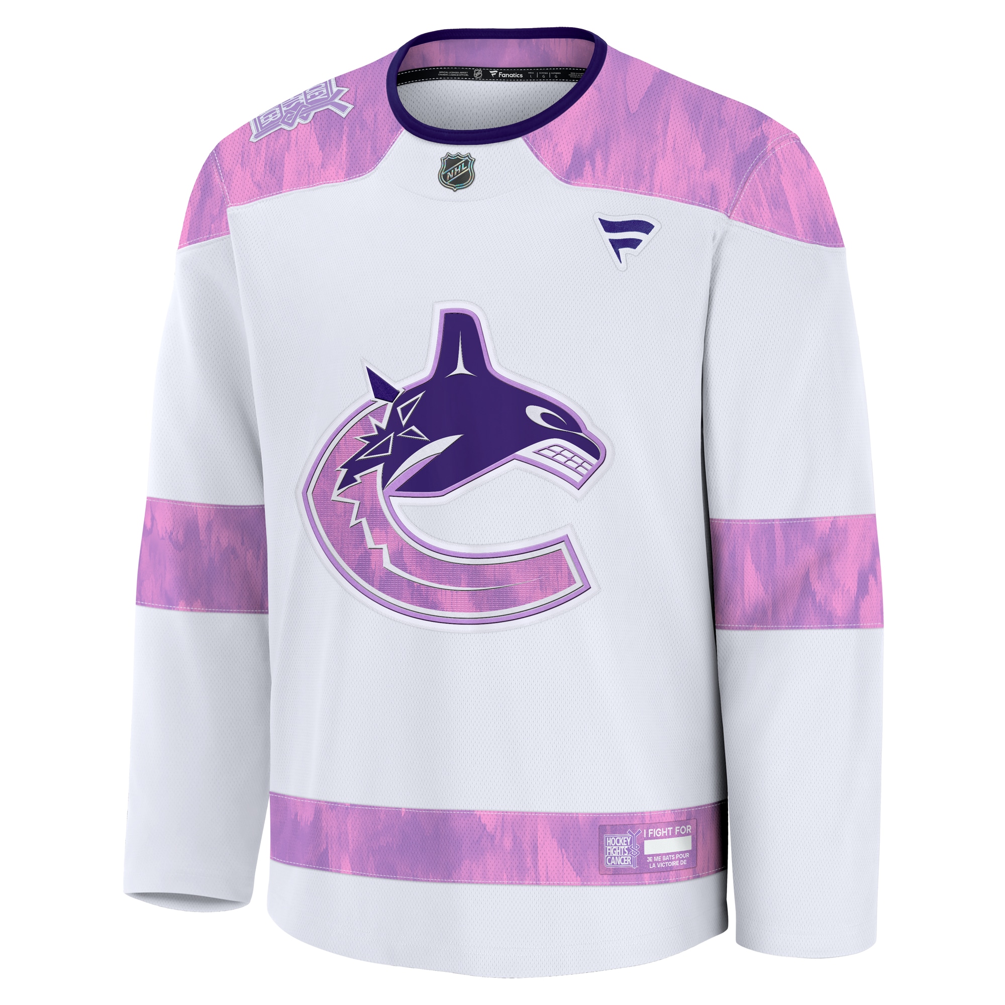 Vancouver Canucks White 2024 Fights Cancer Practice NHL Jersey Men's