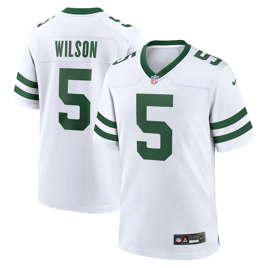 Garrett Wilson 5 New York Jets Game Legacy White NFL Jersey Men's