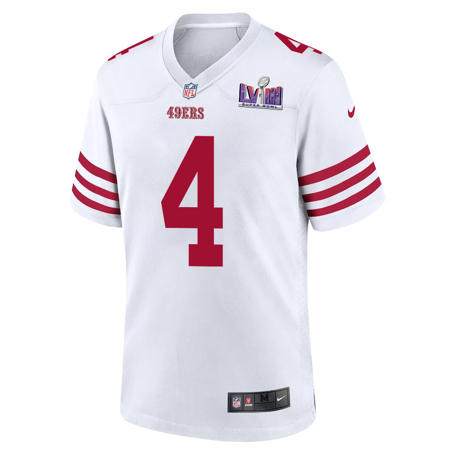Jake Moody 4 San Francisco 49ers Super Bowl LVIII Patch Game White NFL Jersey Men's