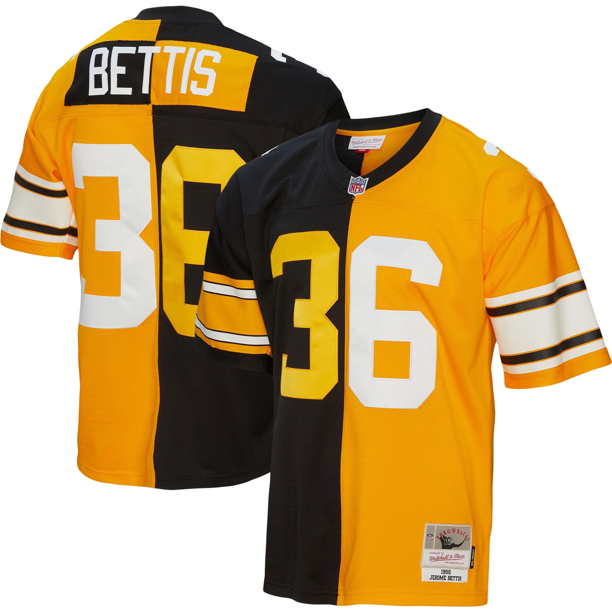 Pittsburgh Steelers Jerome Bettis Mitchell Ness Black/Gold 1996 Split Legacy NFL Jersey Men's