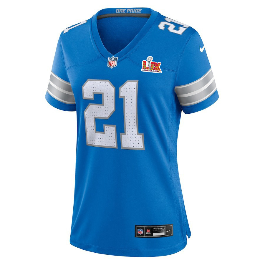 Amik Robertson #21 Detroit Lions Super Bowl LIX Blue NFL Jersey Women's
