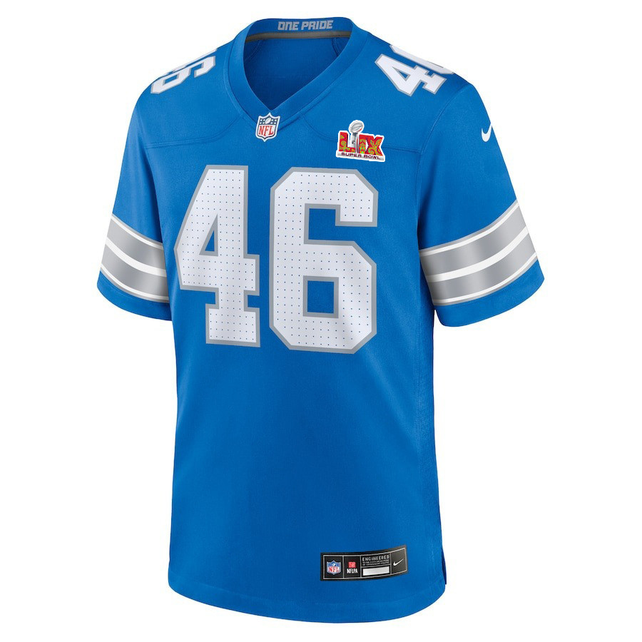 Jack Campbell #46 Detroit Lions Super Bowl LIX Blue NFL Jersey Men's