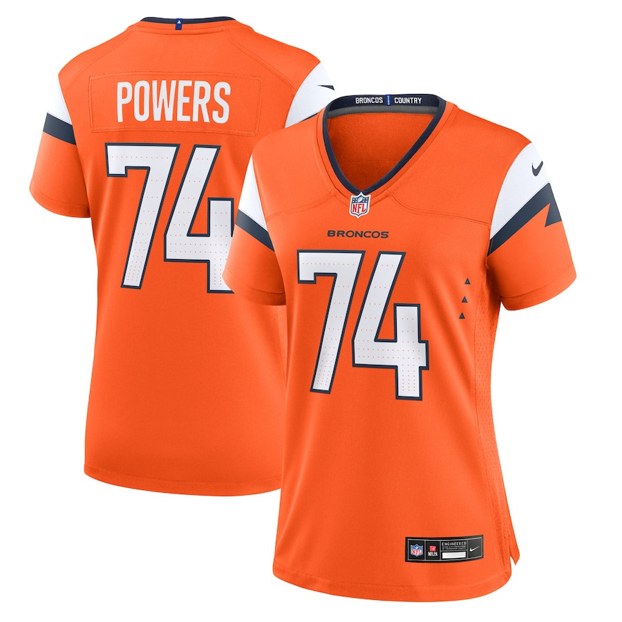 Ben Powers 74 Denver Broncos Team Game Orange NFL Jersey Women's