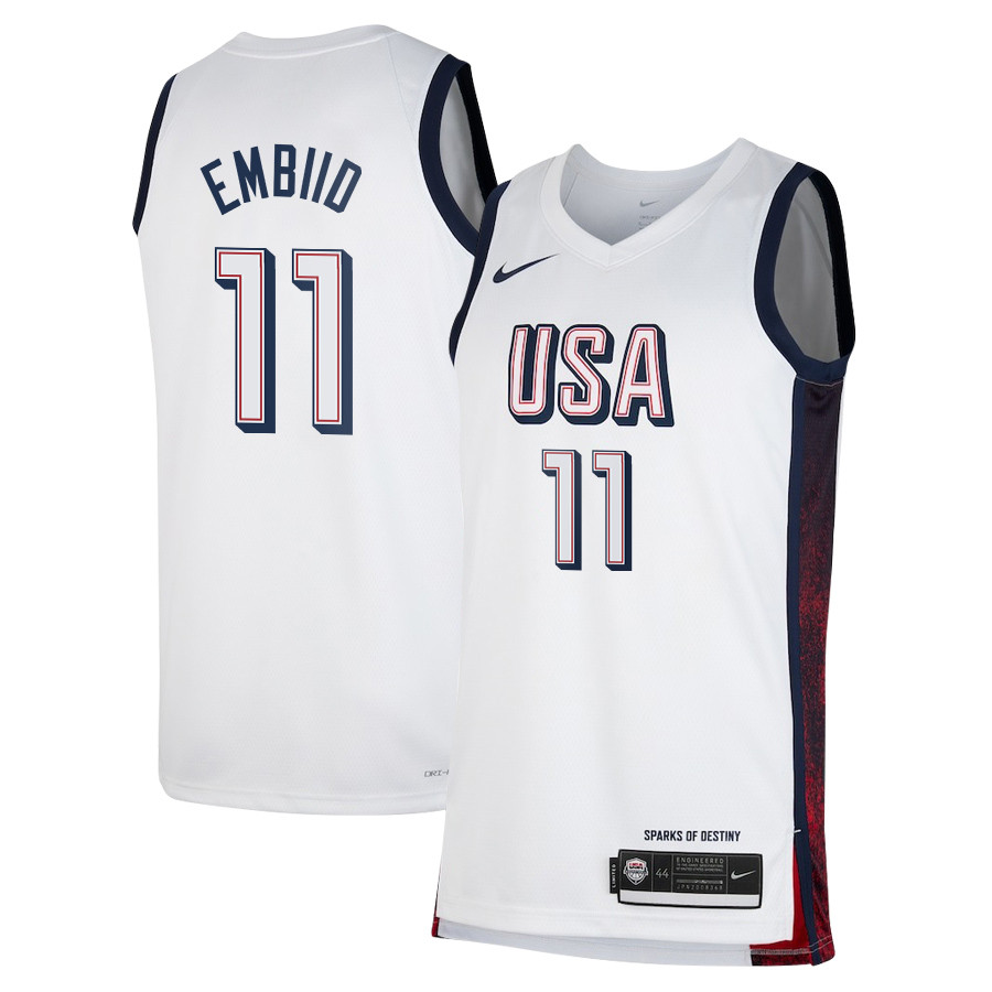Joel Embiid 11 USA Unisex 2024 Swingman Player White NBA Jersey Unisex