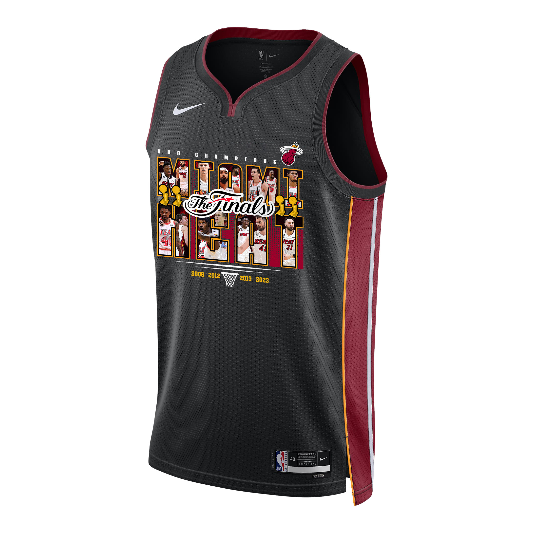 Miami Heat The 2023 Champions' Badge For Miami Swingman Black NBA Jersey Men's