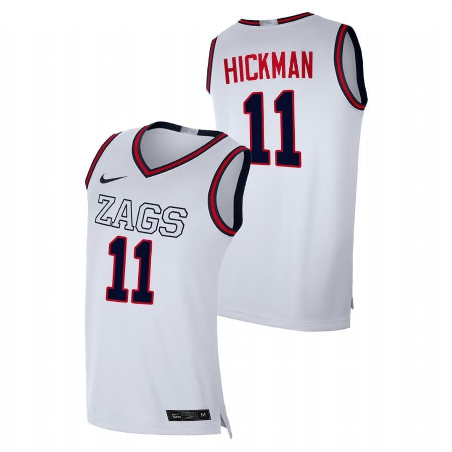 Gonzaga Bulldogs Nolan Hickman 1 White 2022 Draft top prospect NCAA Jersey Men's