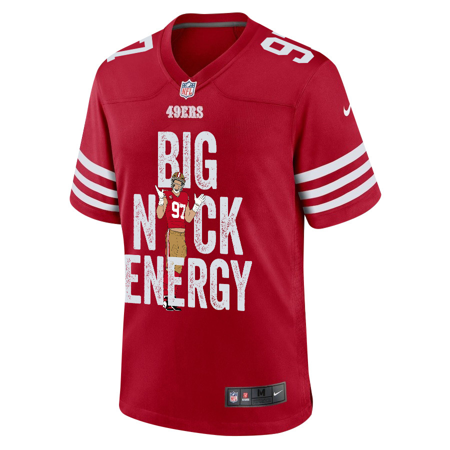 Nick Bosa 97 San Francisco 49ers Big Nick Energy Game Scarlet NFL Jersey Men's