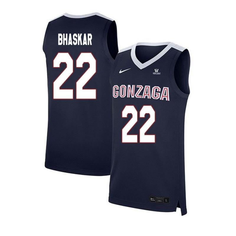 22 Brian Bhaskar Navy Elite Gonzaga Bulldogs NCAA Jersey Men's