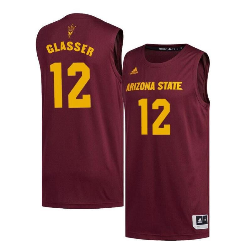 12 Derek Glasser Maroon Arizona State Sun Devils NCAA Jersey Men's