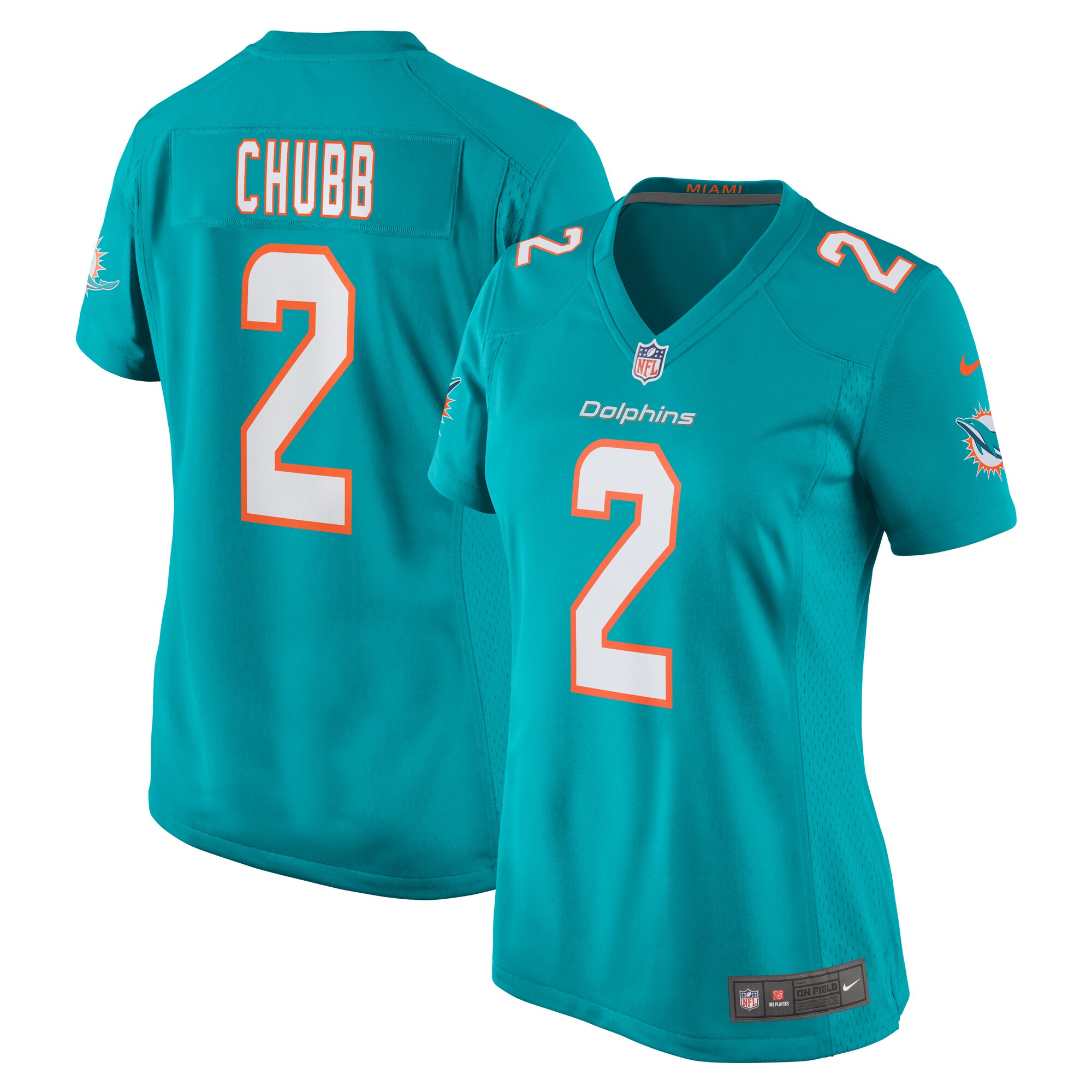 Miami Dolphins Bradley Chubb Aqua Game Player NFL Jersey Women's