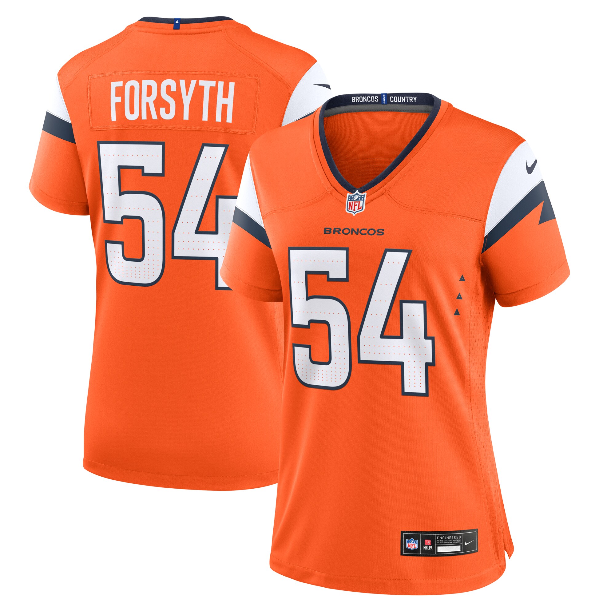 Denver Broncos Alex Forsyth Orange Team Game NFL Jersey Women's