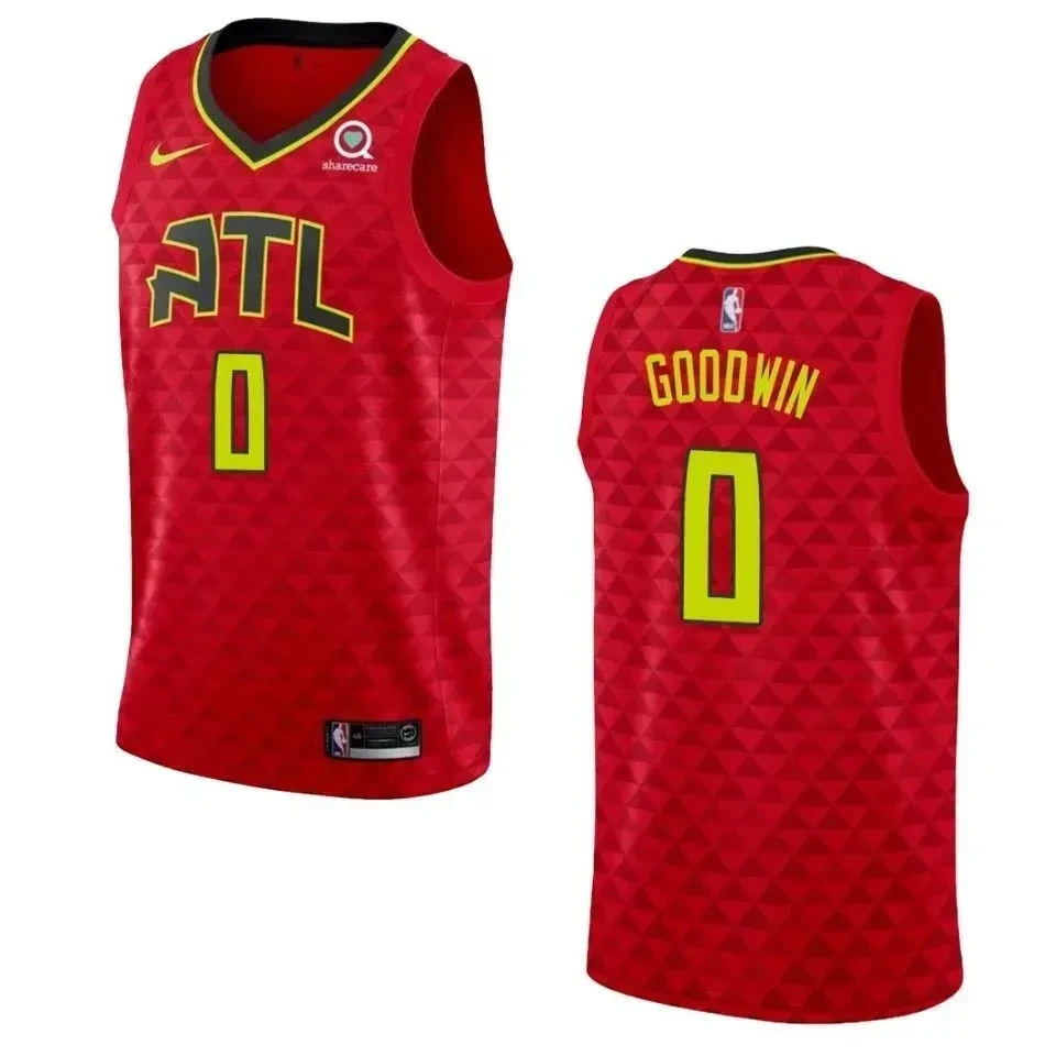 Atlanta Hawks 0 Brandon Goodwin Statement Swingman Red NBA Jersey Men's