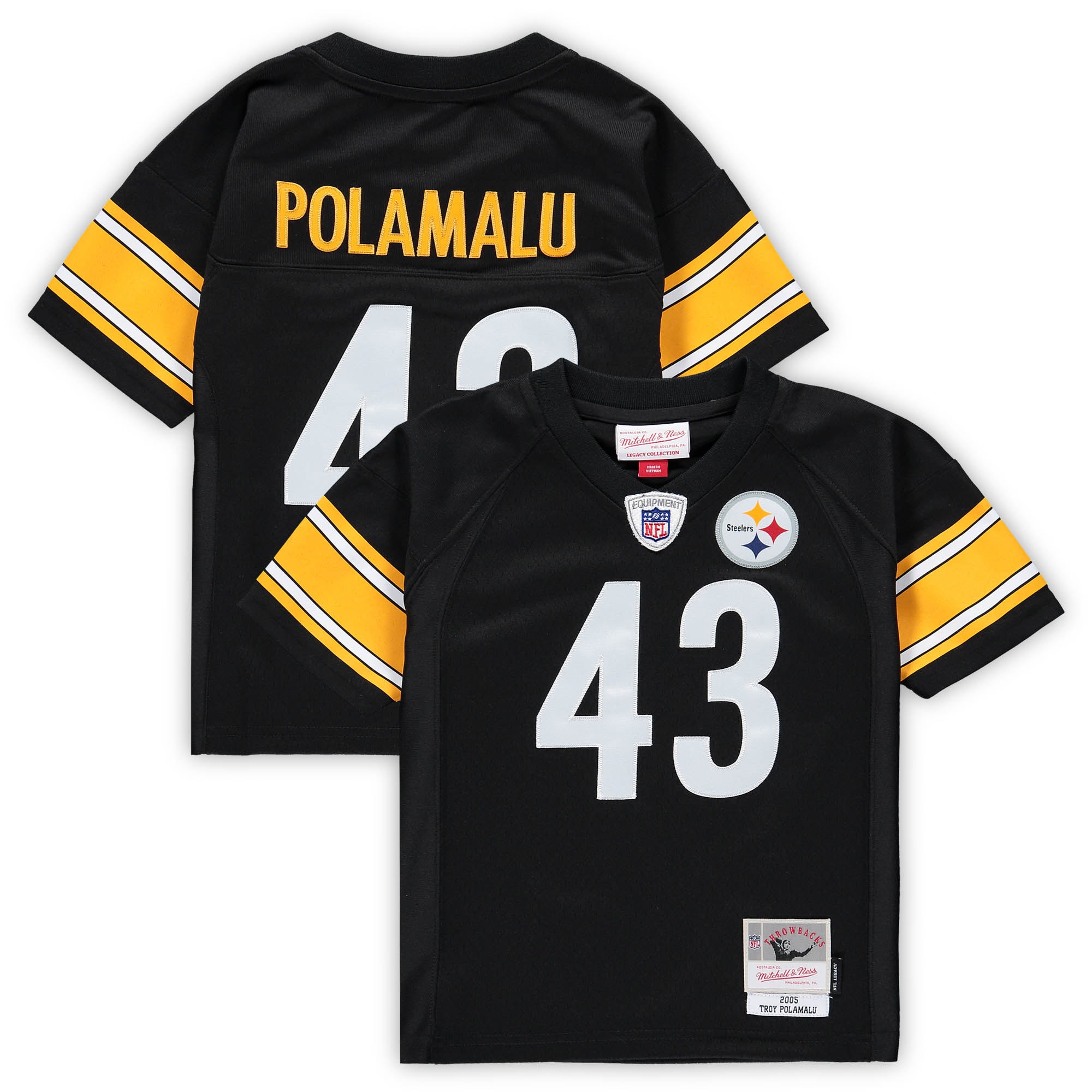 Infant Pittsburgh Steelers Troy Polamalu Mitchell Ness Black 2005 Retired Legacy NFL Jersey Men's