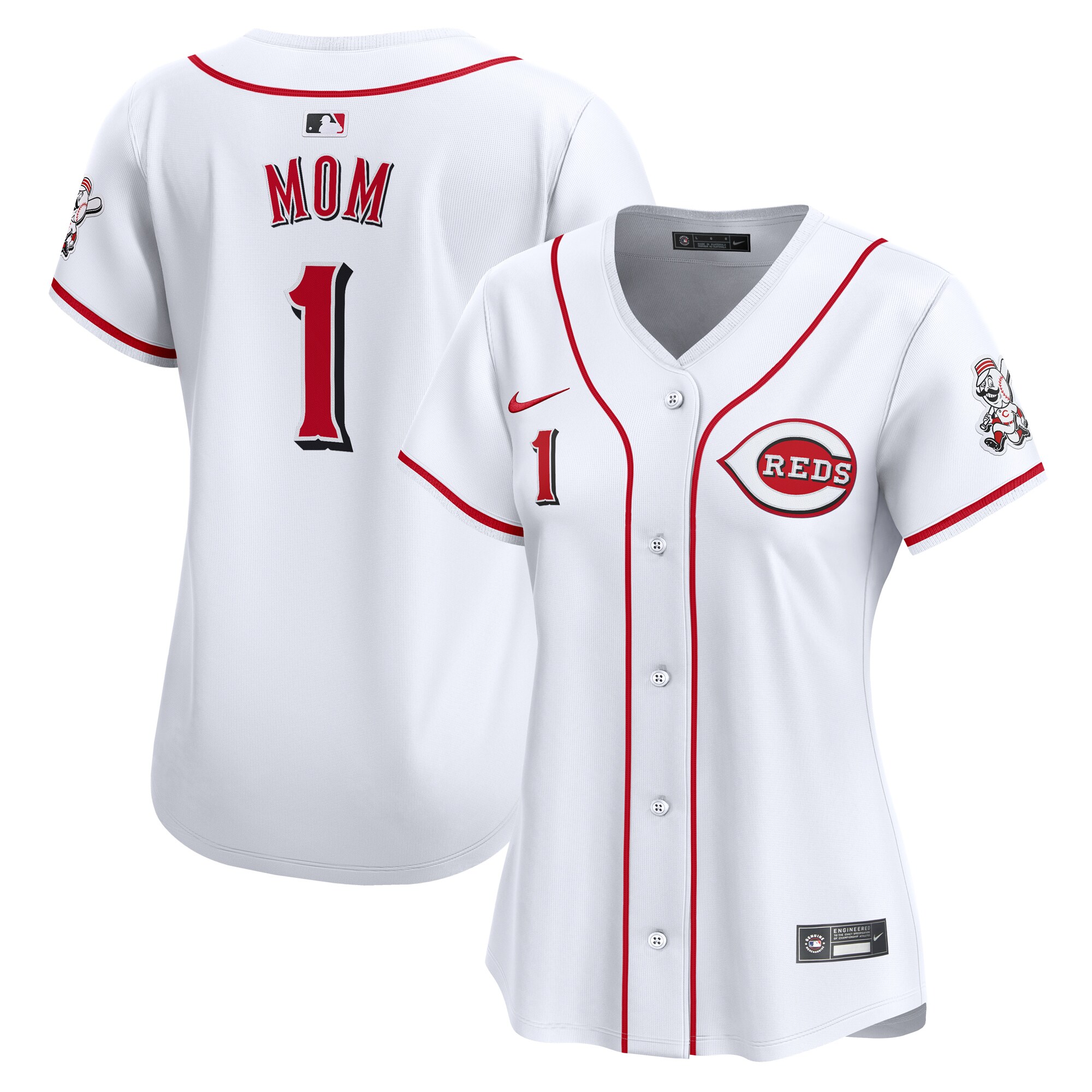 Cincinnati Reds White #1 Mom Home Limited MLB Jersey Women's