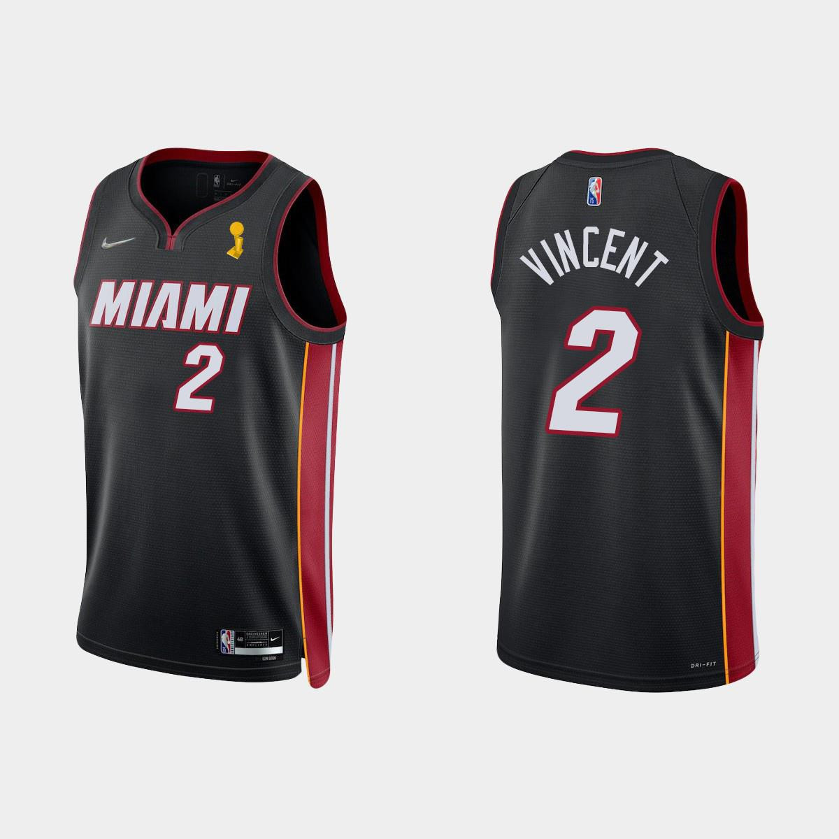 Miami Heat Gabe Vincent 2 Champions Cup Diamond Black Icon NBA Jersey Men's