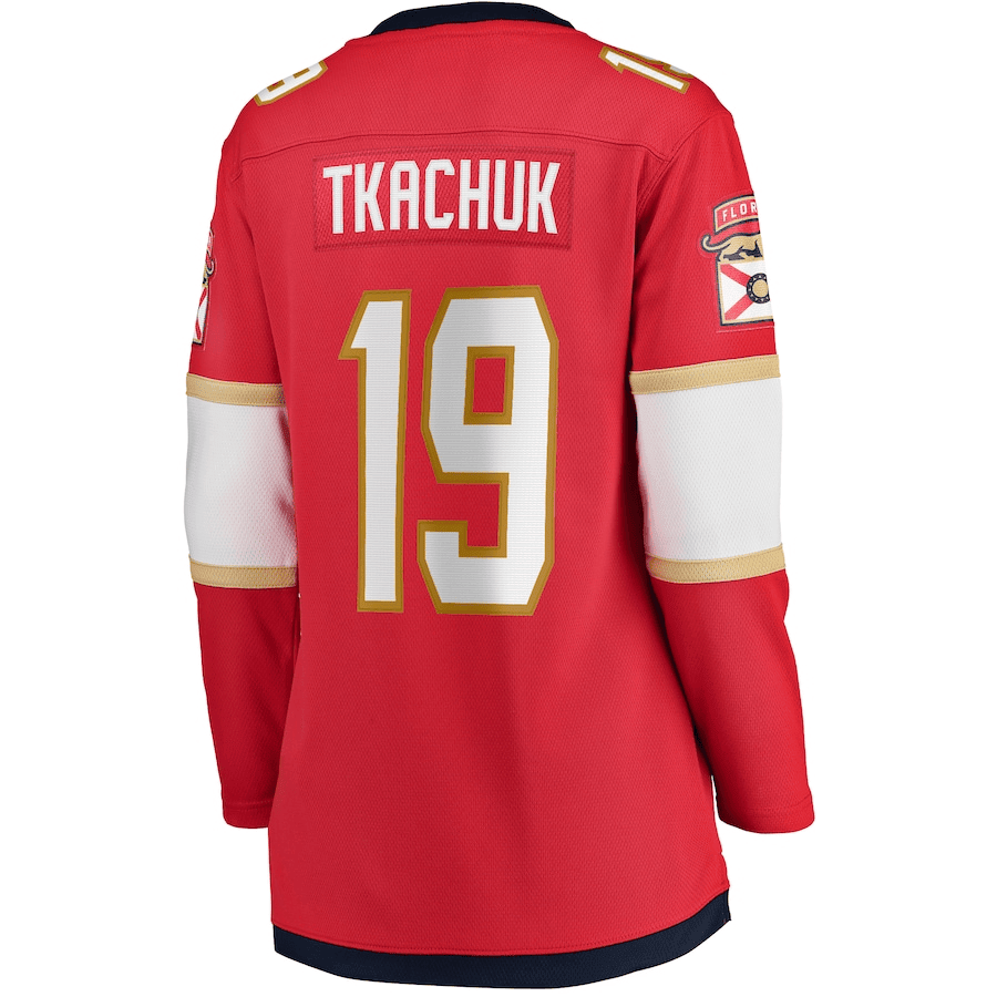Matthew Tkachuk 19 Florida Panthers 2024 Stanley Cup Final Home Breakaway Player Red, Women NHL Jersey Women's