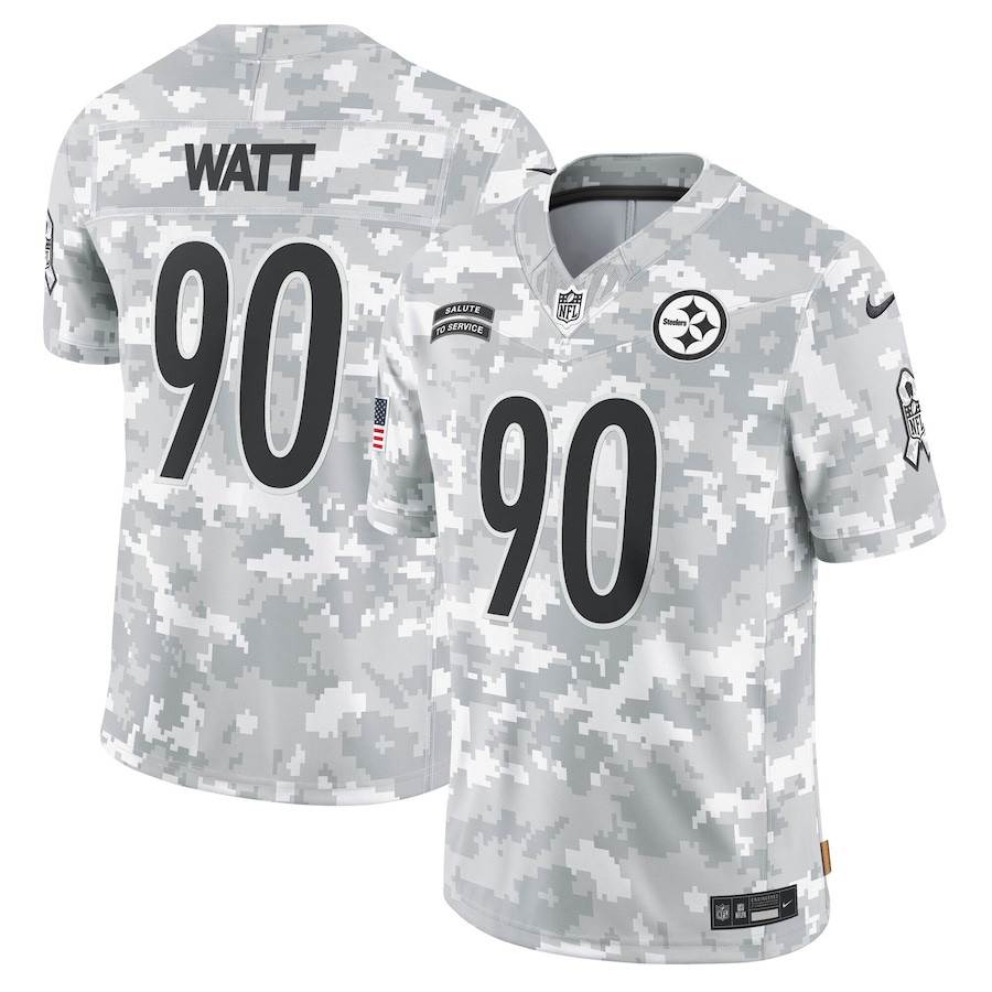 T.J. Watt 90 Pittsburgh Steelers 2024 Salute to Service Limited Arctic Camo NFL Jersey Men's