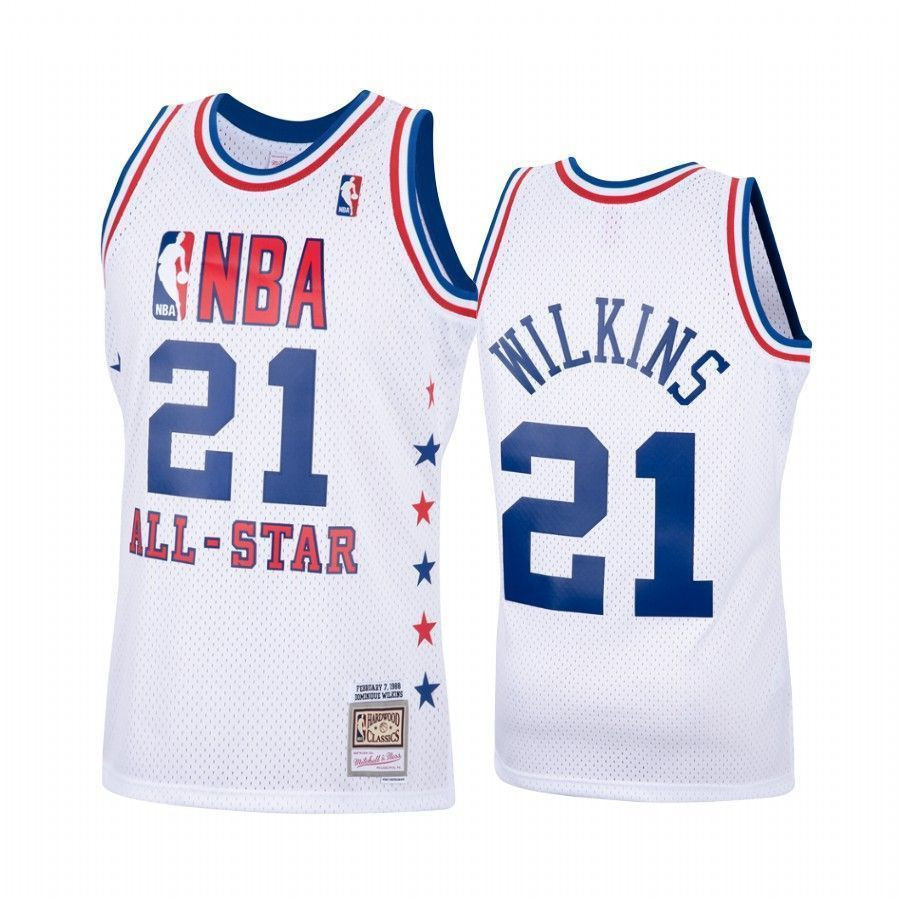 All Star Dominique Wilkins 2 White Hardwood Classics NBA Jersey Men's