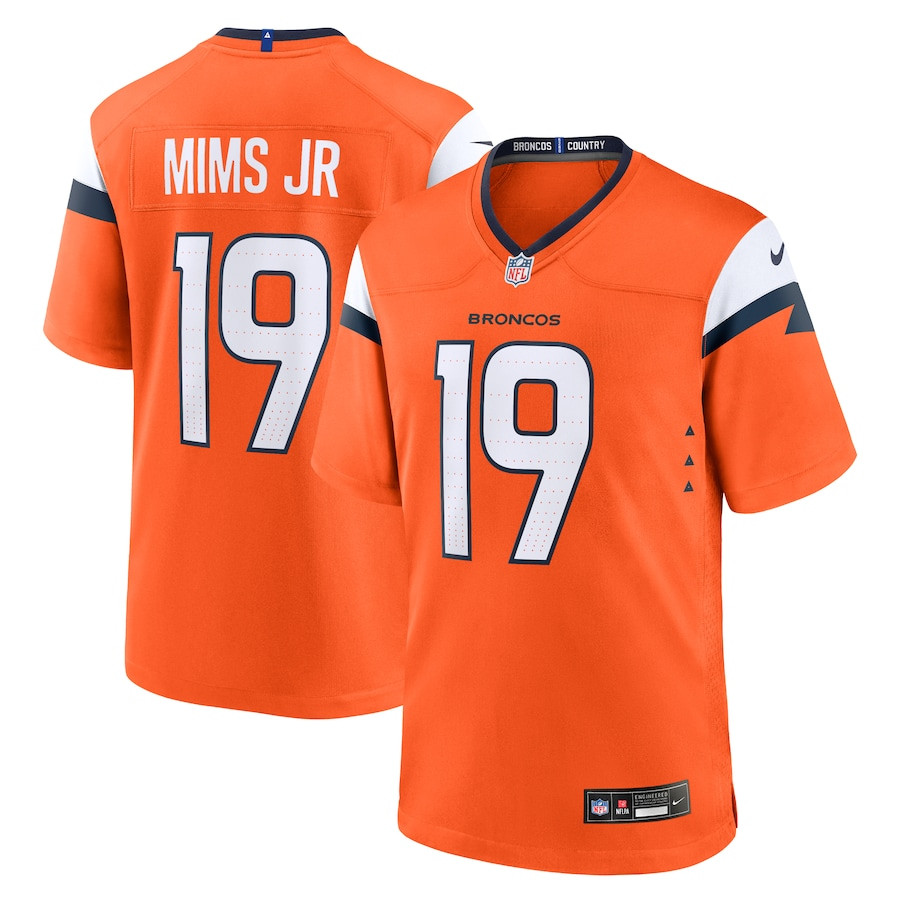 Marvin Mims Jr 19 Denver Broncos Team Game Orange NFL Jersey Men's