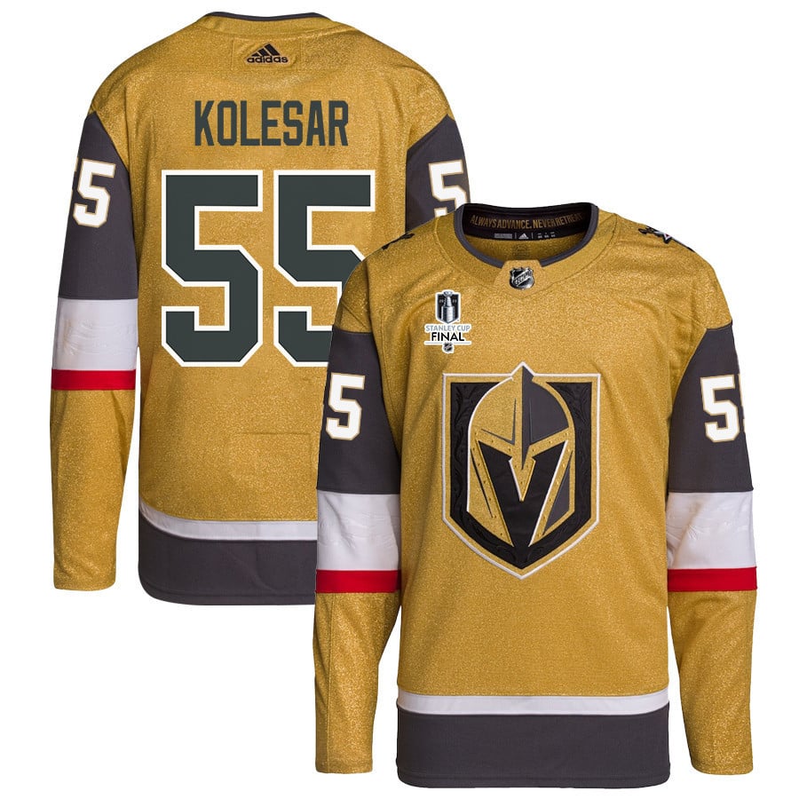 Keegan Kolesar 55 Vegas Golden Knights Stanley Cup 2023 Final Patch Home Breakaway Gold NHL Jersey Men's
