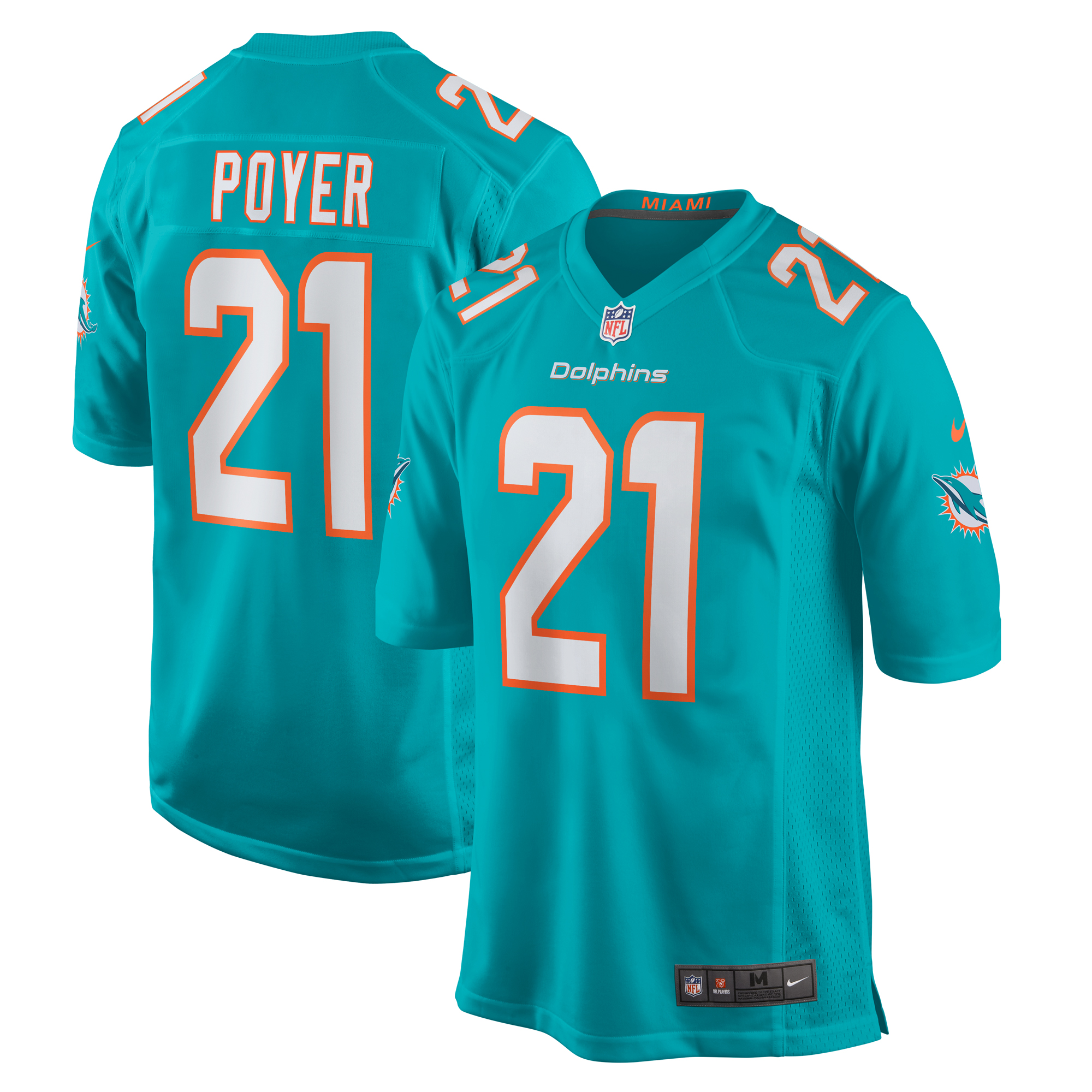 Miami Dolphins Poyer Aqua Game NFL Jersey Men's