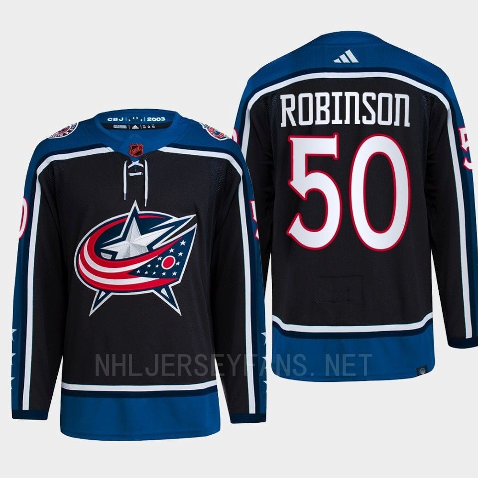 Eric Robinson 50 Reverse Retro 2.0 2022 Columbus Blue Jackets Navy Primegreen NHL Jersey Men's
