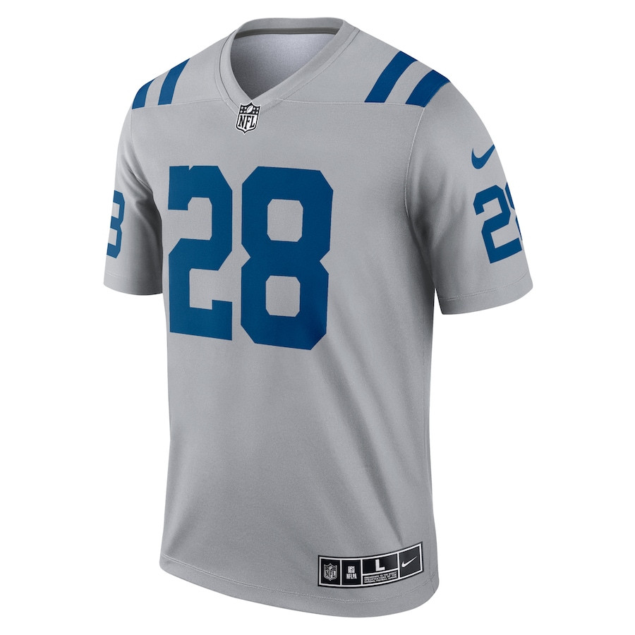 Jonathan Taylor 28 Indianapolis Colts Inverted Legend Gray NFL Jersey Men's